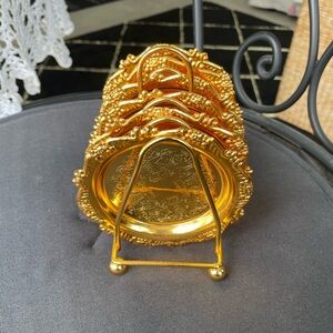 Gold Decorative coaster Set with Matching Stand